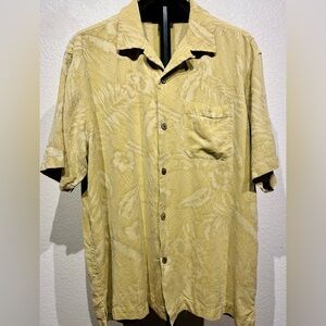Scala Milano Italy 100% Silk Yellow Hawaiian Shirt - Size L (Men’s)